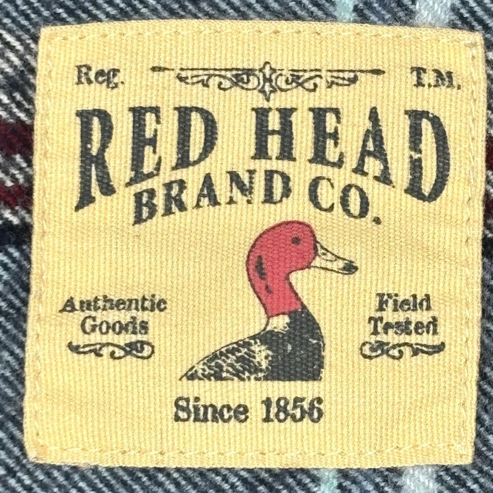 Red Head Brand Co Mens Blue Plaid Flannel Button Down Shirt Large L Long Sleeve‎